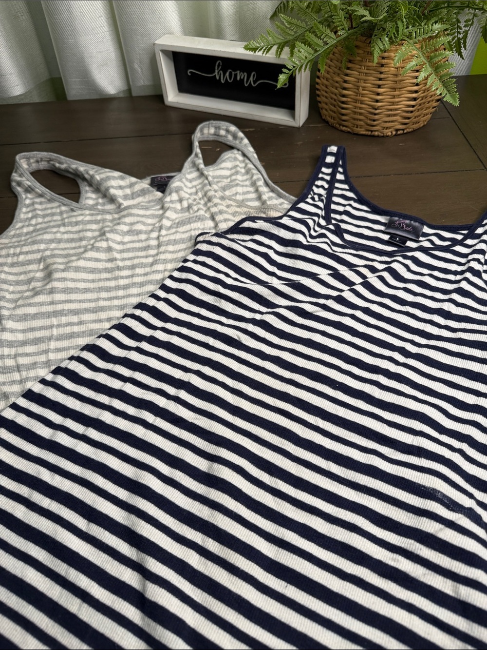 Oh Baby by Motherhood Navy and White Striped Maternity Tank Tops